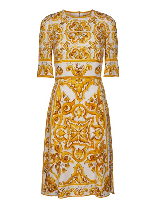 Abito midi in charmeuse di seta stampa Maiolica DOLCE & GABBANA | F6ADSTHPABLHG3TN